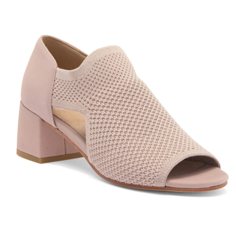 Eileen Fisher Ferris Knit Block Heel Peep Toe Shoes in Blush Color NEW